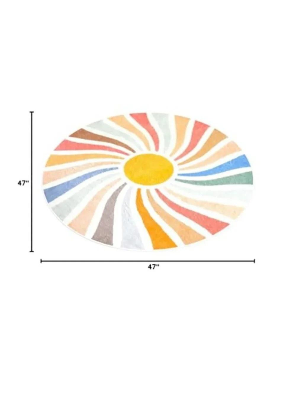 Sun Rainbow Round Rug,Colorful Boho Kids Rug Ultra Soft Washable